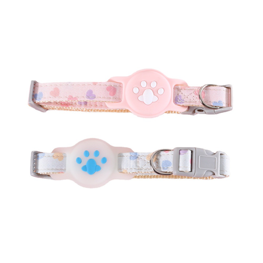 Perro de mascota gato cachorro perro fresco amor gatos garras de silicona AirTag ubicación collar protector contra la pérdida de luz nocturna