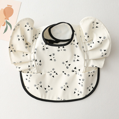 New children's smock eating bib angel wings baby bib PU waterproof bib baby reverse dressing wholesale