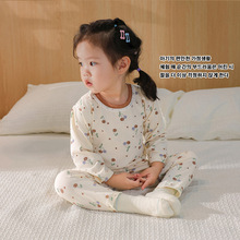 儿童秋衣秋裤纯棉a类女童保暖内衣套装婴儿宝宝莱卡棉家居服睡衣
