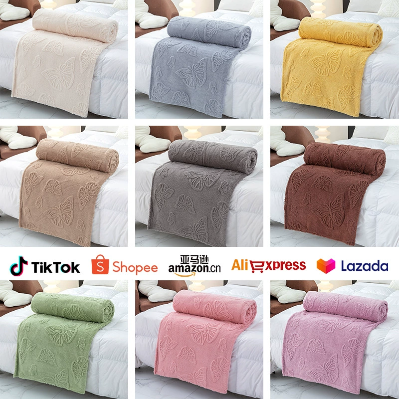 Плюшевое одеяло Velvet Throw Blanket, однослойная тисненая бабочка, размеры 70×100–200×230 см