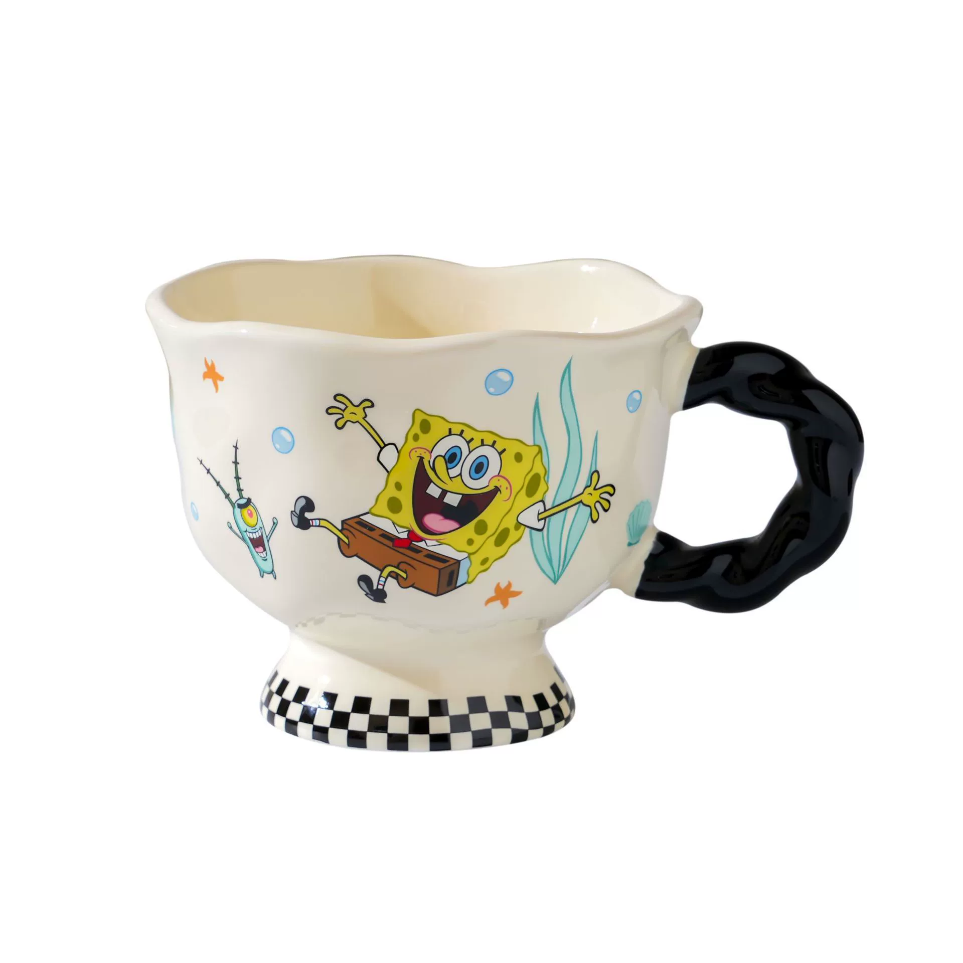 Ceramic mug (SpongeBob) 360 ml, cute children's cup with decorative handle, gift box