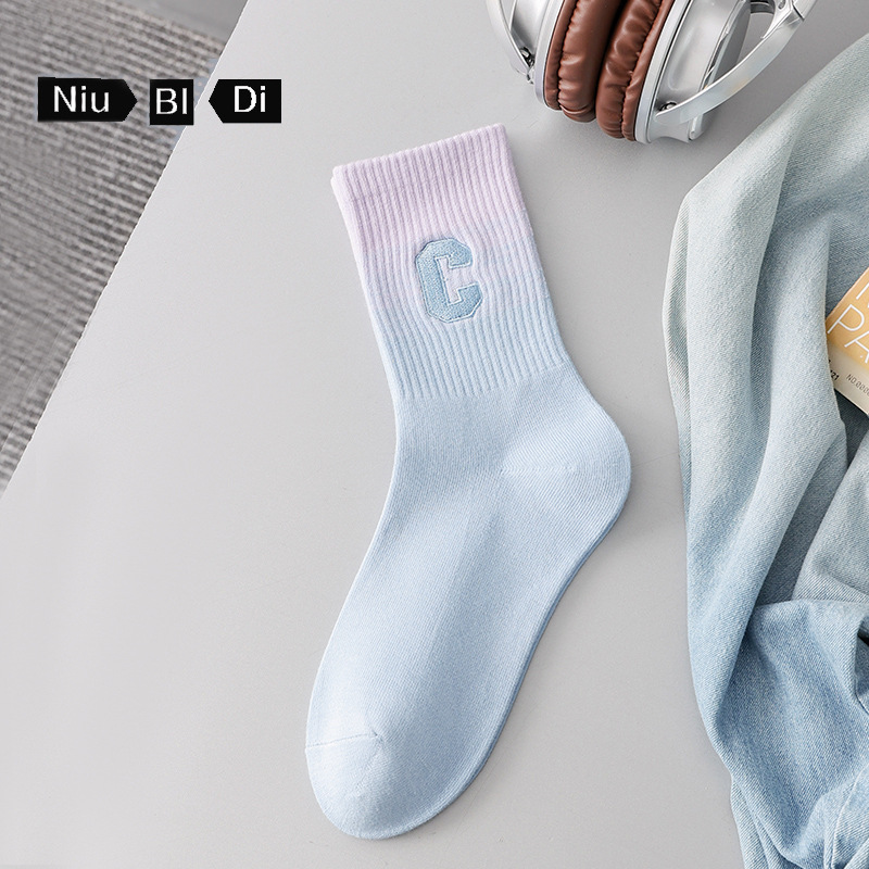 새로운 큰 C 자수 (1 쌍 보라색)