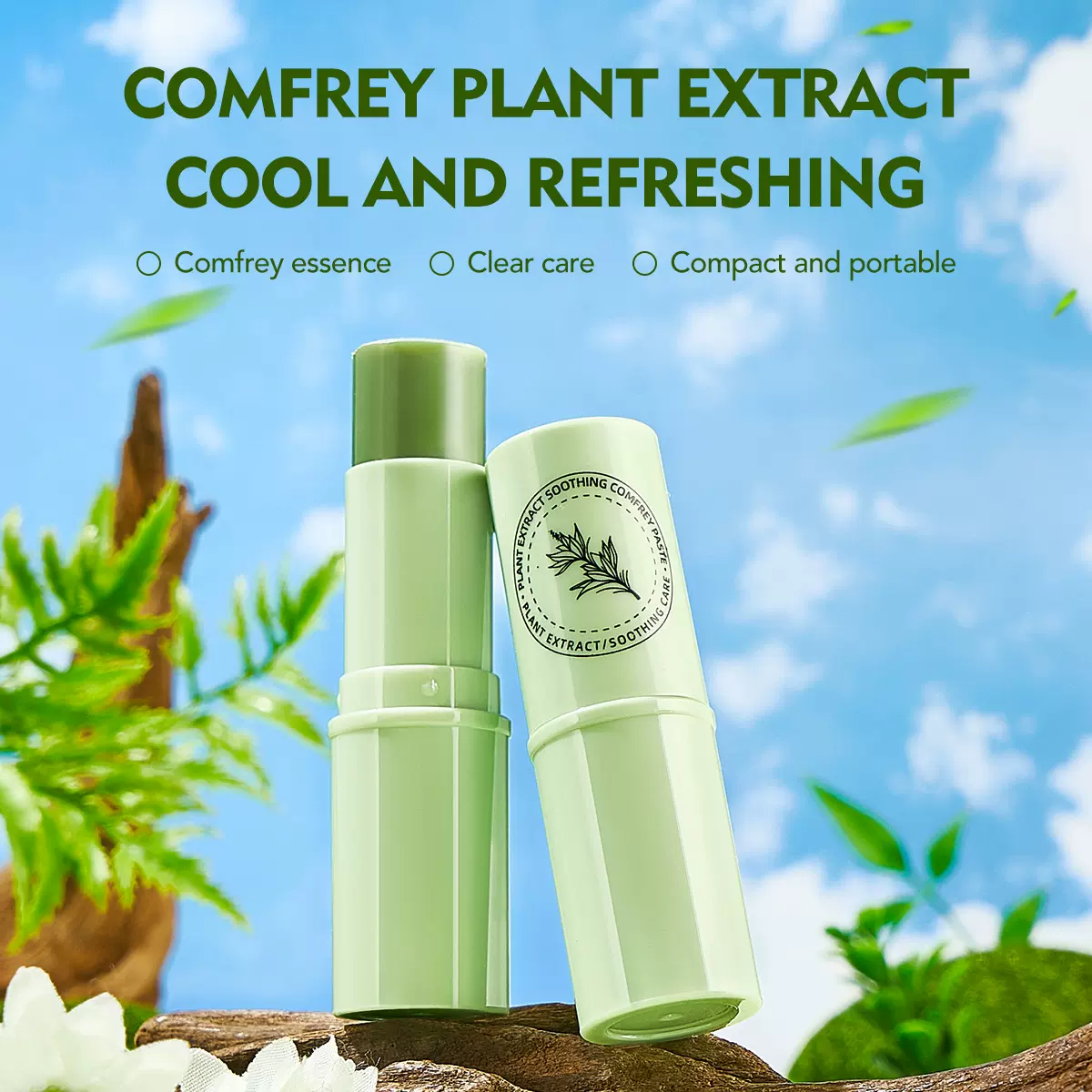 跨境全英文TVLV植萃舒爽紫草膏东南亚家用便捷一抹清凉爽身紫草膏