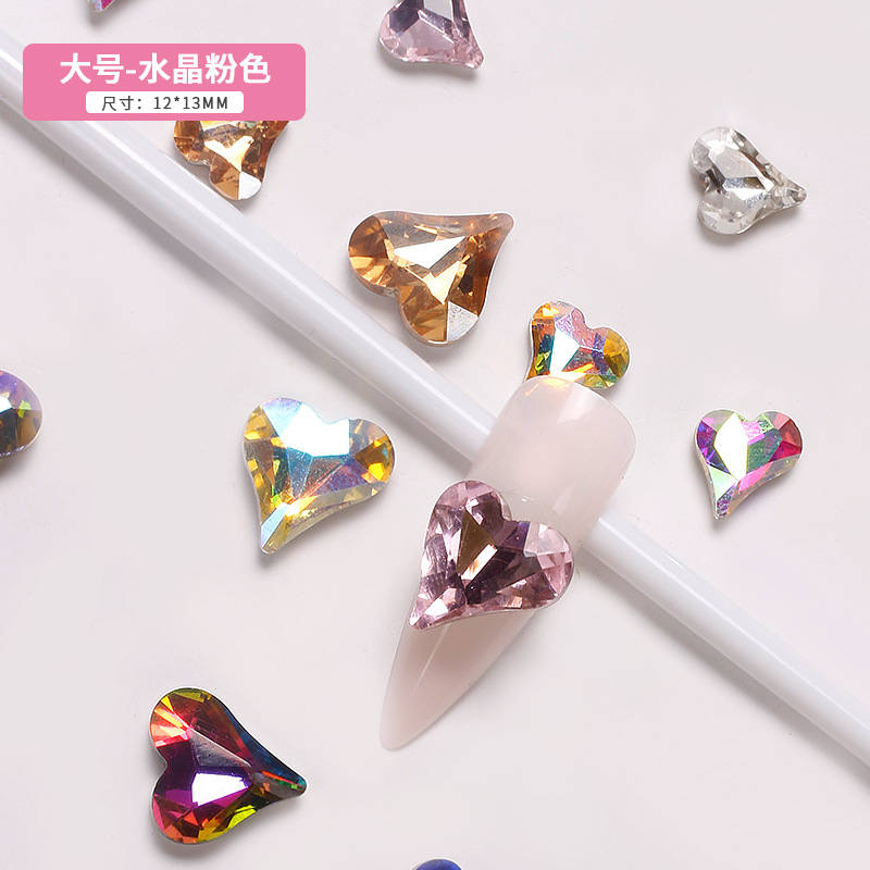 Explosiones japonesas en línea manicuría amor cristal color fantasía perforación de corazón de corazón de corazón gran taladro de cabeza de joyas de braza de la novia