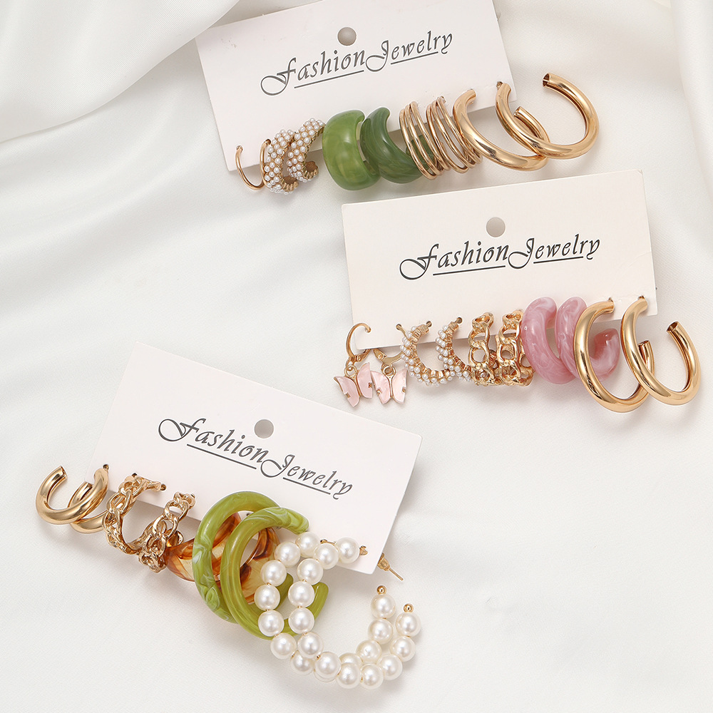 Metal Twist Chain Earrings Set Creative Simple Earrings Geometric Earrings 12 undefined