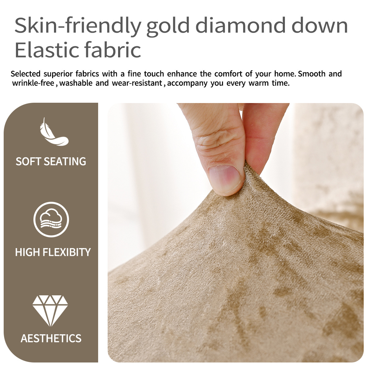 Cubierta de silla elástica de diamante de oro antideslizante transfronteriza cubierta de silla de comedor de hotel casero cubierta de silla de polvo en stock