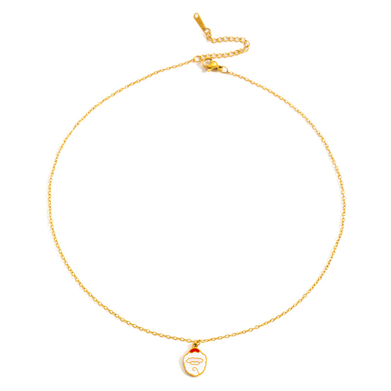 6g Weight 0.03µm Gold Plating Thickness Electroplated Gold Plating Process Golden Plated Plating Material 201 Stainless Steel Pendant Material Pendant Necklace Classification 201 Stainless Steel Chain Material cable chain Chain Type 1 Piece Quantity Holiday, Daily Occasion 201 Stainless Steel Material Santa Claus, Christmas Socks Pattern Women's Gender Cute Style Plating Craft Fashionable Stainless Steel Christmas Cartoon Deer Necklace Creative Design Lockbone Chain Luxury Style Titanium Jewelry For Women 11