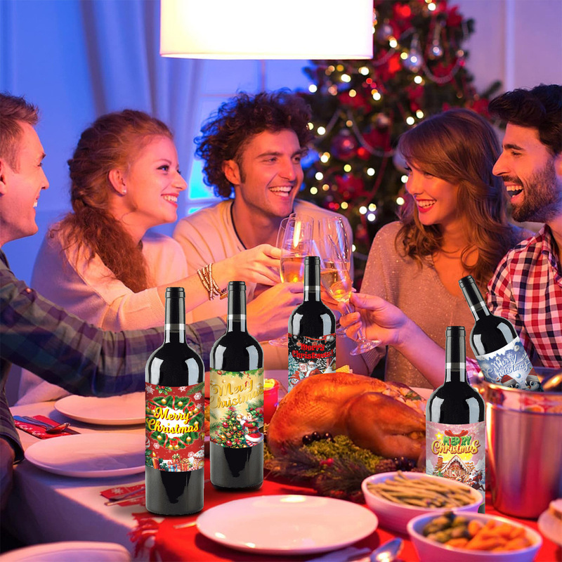 クロスボーダークリスマス装饰ワインボトルステッカーmerry christmasパーティーワインビール瓶ラベルステッカー|undefined