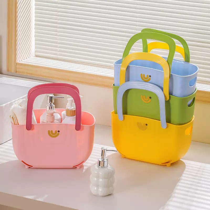 多巴胺色沥水浴筐洗浴置物篮洗澡篮硅胶手提式洗漱筐浴室塑料洗漱