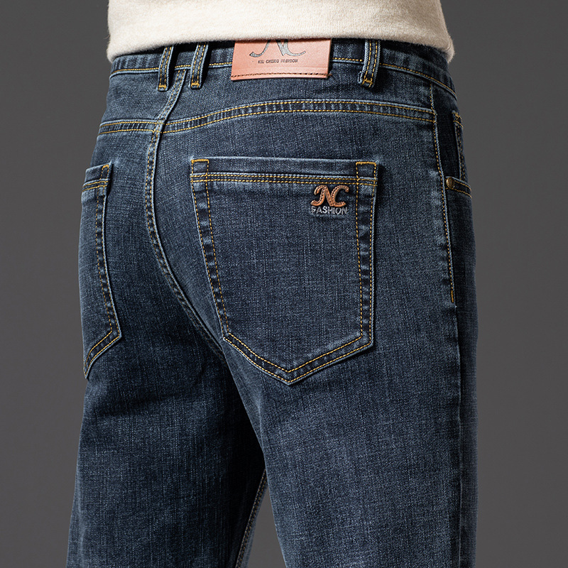 High-End Guangzhou Xintang Town Men's Jeans 2025 New Spring and Autumn Elastic Men's Straight Loose Thick Long Pants