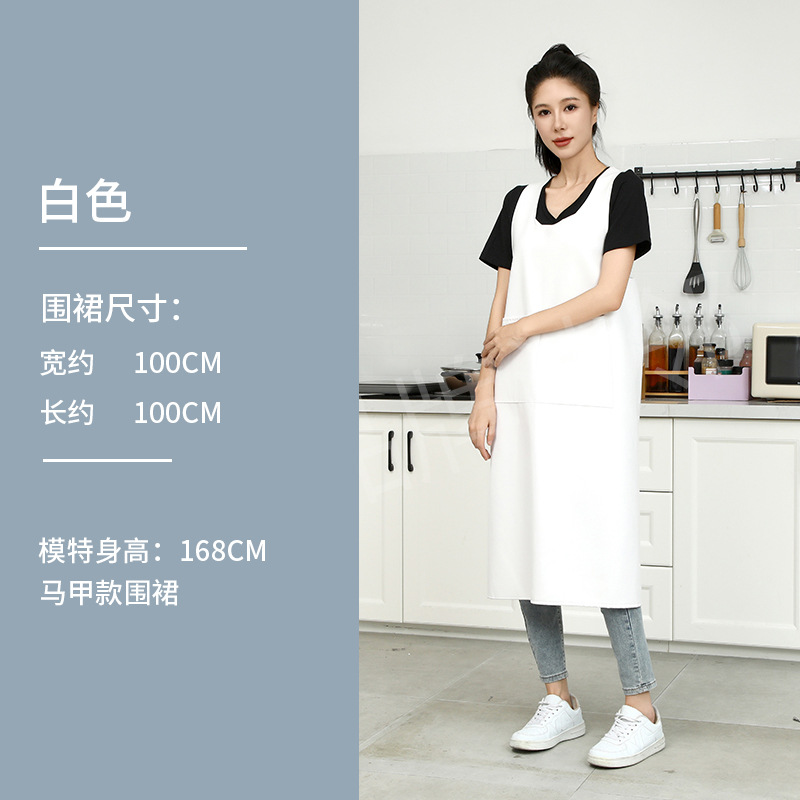 Chaleco delantal material de cuero PU impermeable a prueba de aceite ropa de trabajo antisucio cocina comedor logo delantal personalizado especial