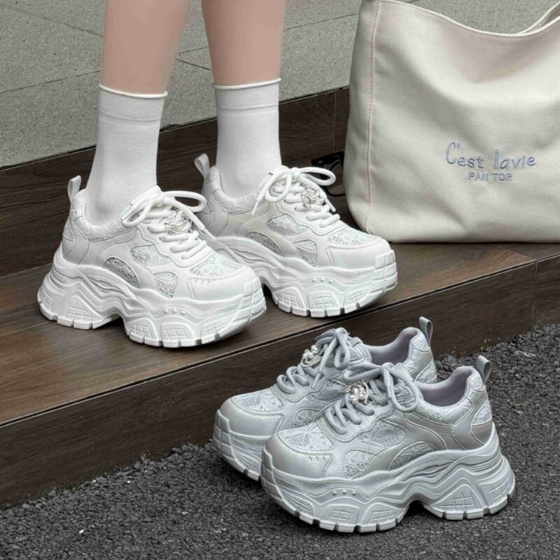 Genuine Leather Dad Shoes for Women, 2026 Spring Height-Increasing White Casual Sneakers, Breathable Dad Shoes for Women in Summer Genuine Leather Dad Shoes for Women, 2026 Spring Height-Increasing White Casual Sneakers, Breathable Dad Shoes for Women in Summer