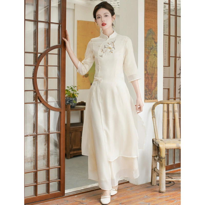 Весенний стиль 2025 новый ретро новый китайский стиль cheongsam улучшенный чай дзен
