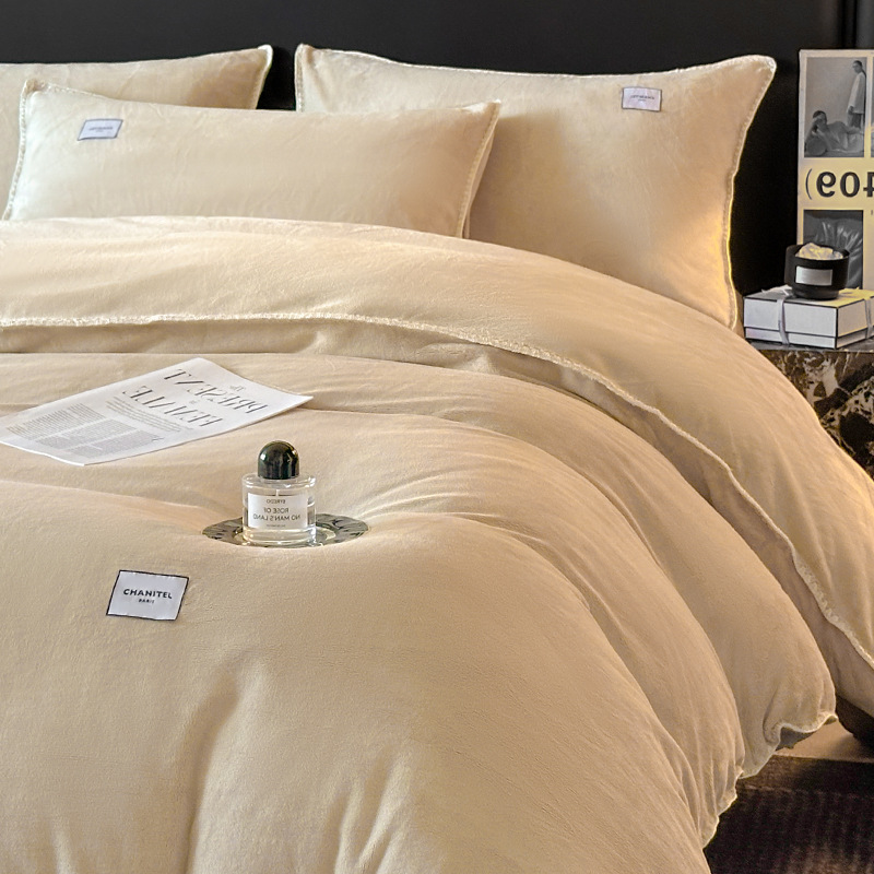Otoño e invierno engrosado leche cama de cuatro piezas conjunto de coral cubierta de edredón de flanel doble sábanas de tres piezas conjunto