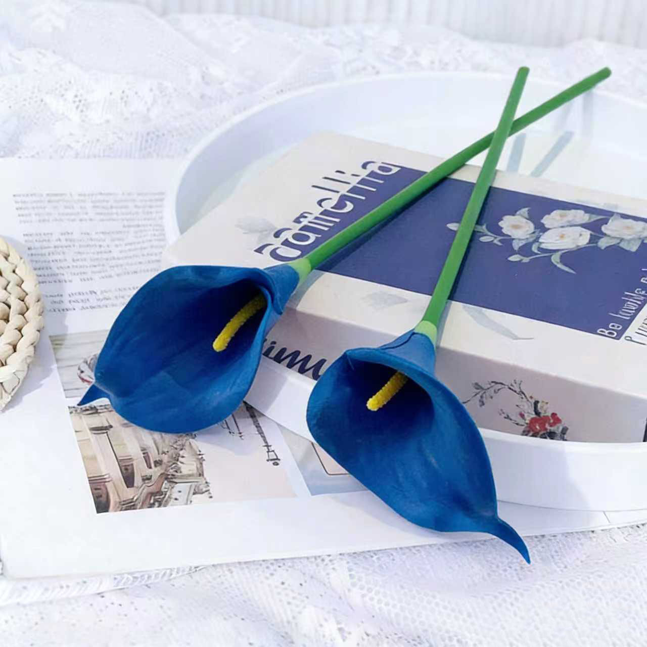 Blue calla lilies