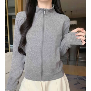1776定制短款百搭卫衣立领拉链外套女秋冬季修身显瘦韩版爆款上衣