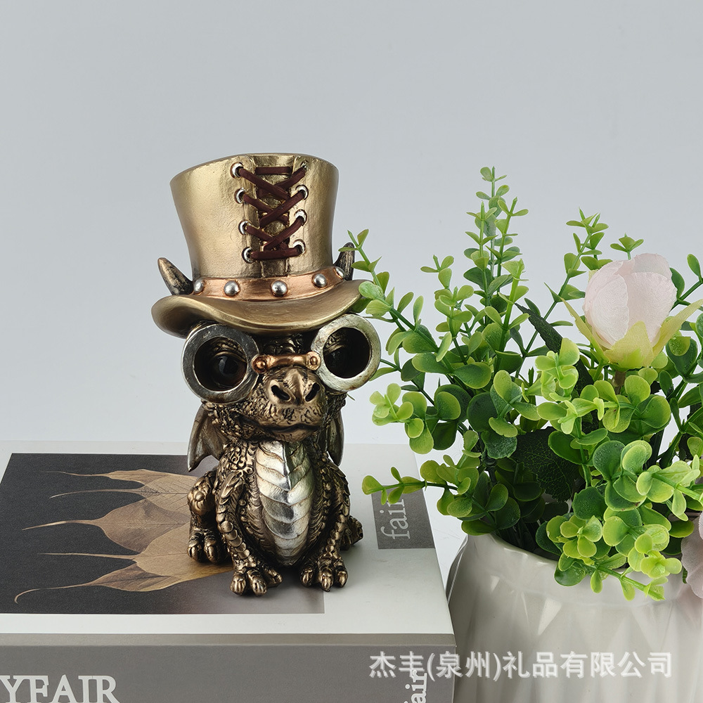 跨境创意机械绅士龙摆件客厅桌面气氛装饰品万圣节礼物送朋友礼物
