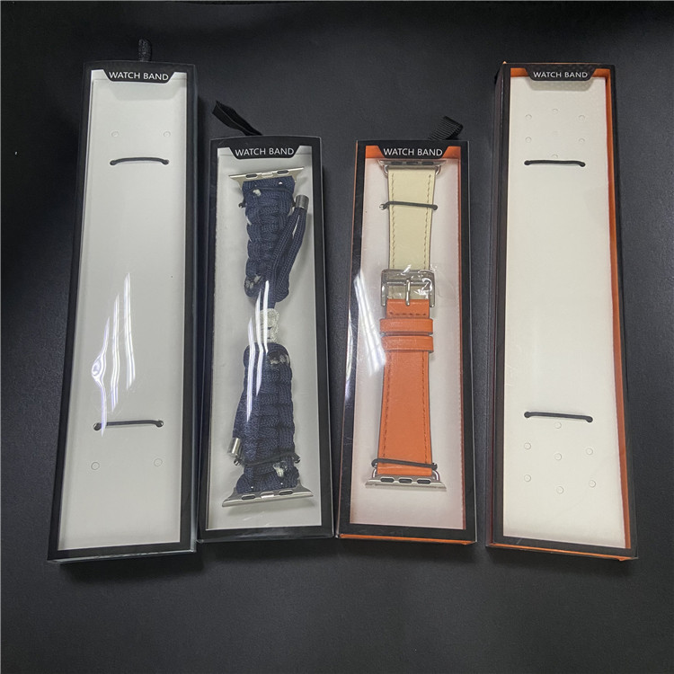 新款短款苹果手表带包装盒 fibir 皮革 钢带 三珠宝表带包装硬盒