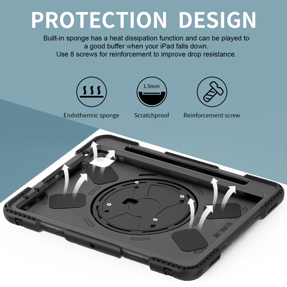 Aplicable a la funda protectora de la tableta de Apple Samsung con la caja protectora de la tableta del silicón air5 DE LA anti-caída de la ranura tres de la pluma con el soporte