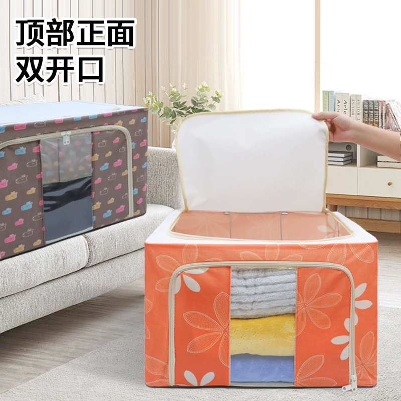 Складная коробка для хранения из оксфордской ткани с принтом, большая вместимость, для дома, одежды, одеял, складная коробка со стальным каркасом, оптом