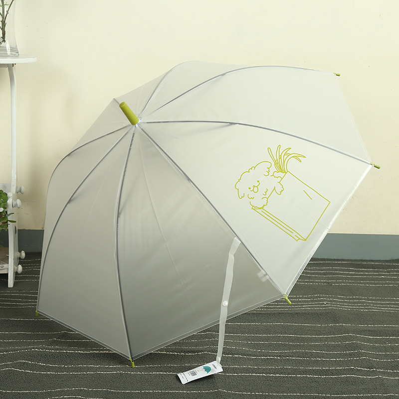 韩版马卡龙彩色透明雨伞直杆长柄自动雨伞卡通可爱雨伞工厂定制详情图7