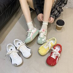 韩系圆头系带德训鞋女2025秋季新款学生丑萌小白鞋多巴胺百搭女鞋