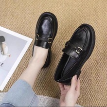 百搭英伦风皮鞋软底一脚蹬乐福鞋女2025秋季新款工作平底黑色单鞋