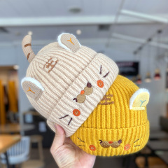 嬰兒帽子秋冬款可愛超萌毛線帽嬰幼兒冬季保暖護耳寶寶針織套頭帽