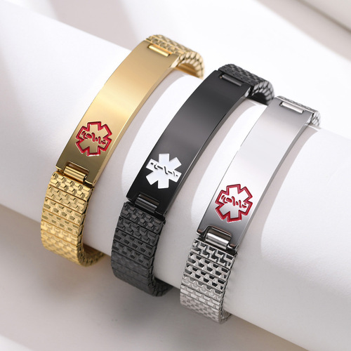 Cross-border bracelet wholesale 12mm stainless steel elastic medical logo bracelet Korean style fashion bracelet BR-263