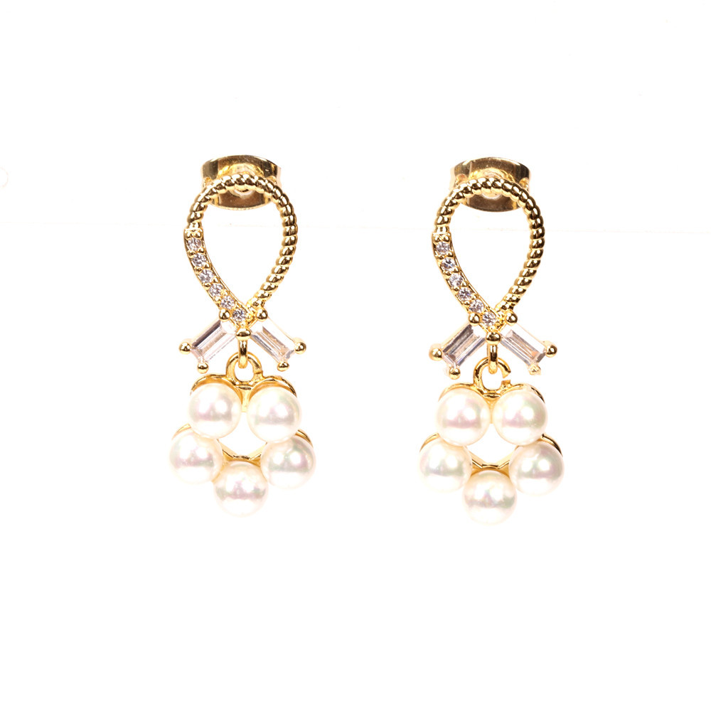 Nihaojewelry Style Coréen Croix Shell Perle Zircon Boucles D&#39;oreilles Bijoux En Gros display picture 4