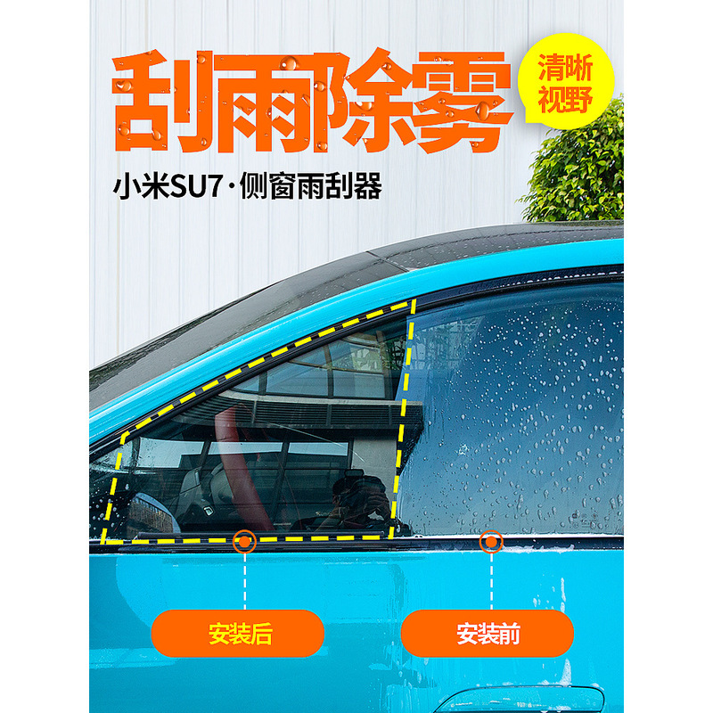 Suitable for Xiaomi SU7 car side window wiper glass wiper double wiper strip wiper blade rain fog