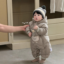 婴儿羽绒服连体衣超萌可爱男宝宝冬季白鸭绒外出服抱衣爬服韩版