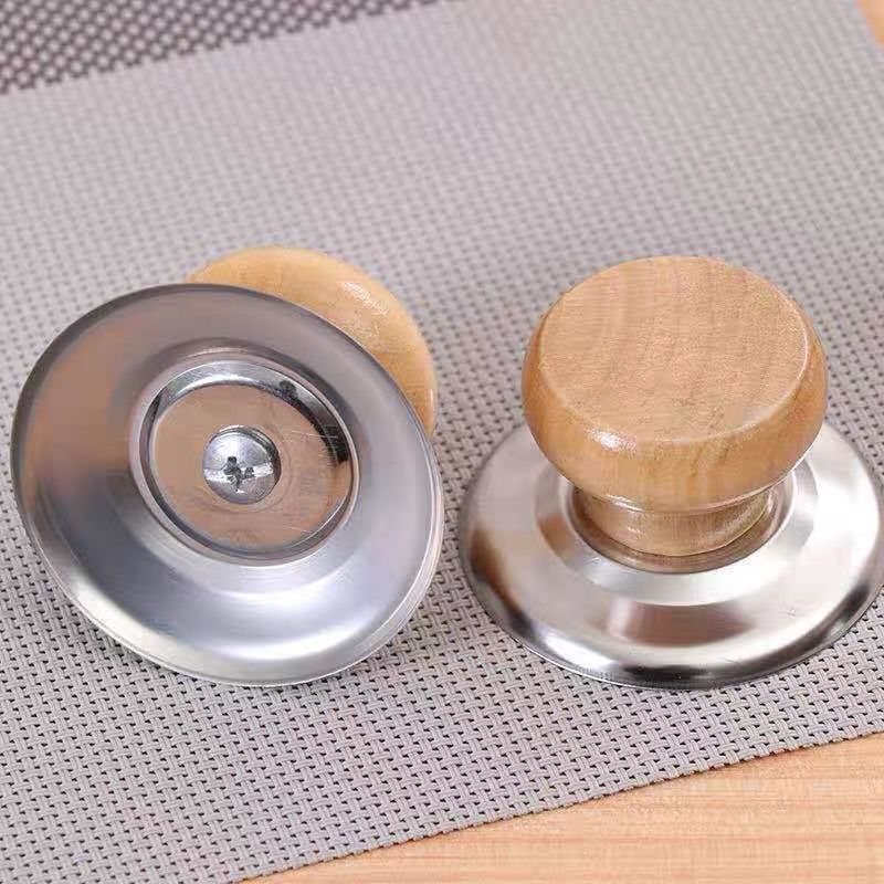 Universal solid wood pot lid handle anti-scald pot cap stainless steel pot button wok steamer pot lid high temperature resistant handle