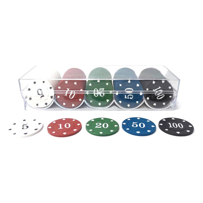 Boxed Chips Poker Flower Chips Teaching Coin Chess and Card Room Leisure and Entertainment Abs Material 100 Pieces Mixed Chips