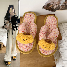 2025新款可爱卡通毛毛鞋女外穿保暖棉拖鞋室内家居防滑人字拖鞋女
