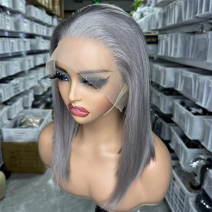 Short Bob Straight Lace Front Wig Glueless for Woman14In