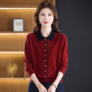 假开衫长袖羊毛针织衫女2026秋冬新款设计感小众宽松显瘦羊毛衫，女装针织衫/毛衣，妃慕昵服饰