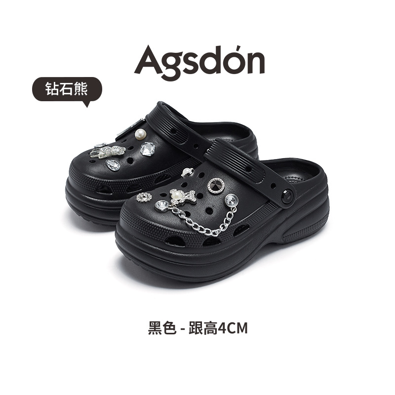 Sandalias Augusden Negras Perforadas para Mujer, Modelo 2026, Nuevas, de Verano, para Exteriores, con Suela Gruesa, Cómodas, a la Moda, para la Playa