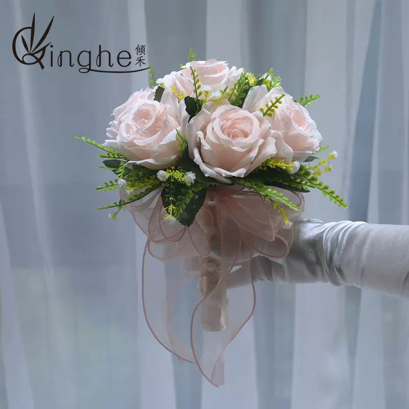 婚礼手捧花领证登记求婚花束婚纱摄影新娘伴娘玫瑰仿真假花188