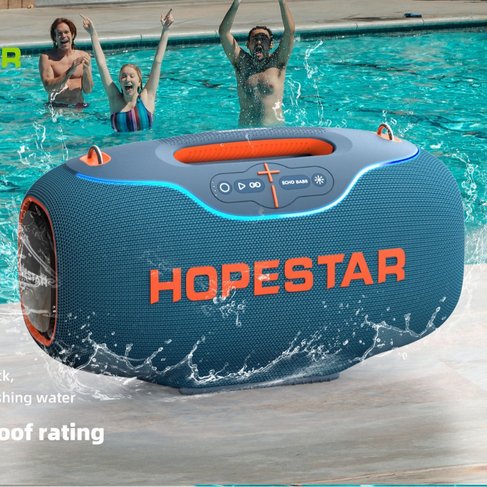 HOPESTAR tarjeta de enchufe de audio Bluetooth subwoofer transfronterizo con micrófono al aire libre K-canción altavoz Bluetooth de alto volumen