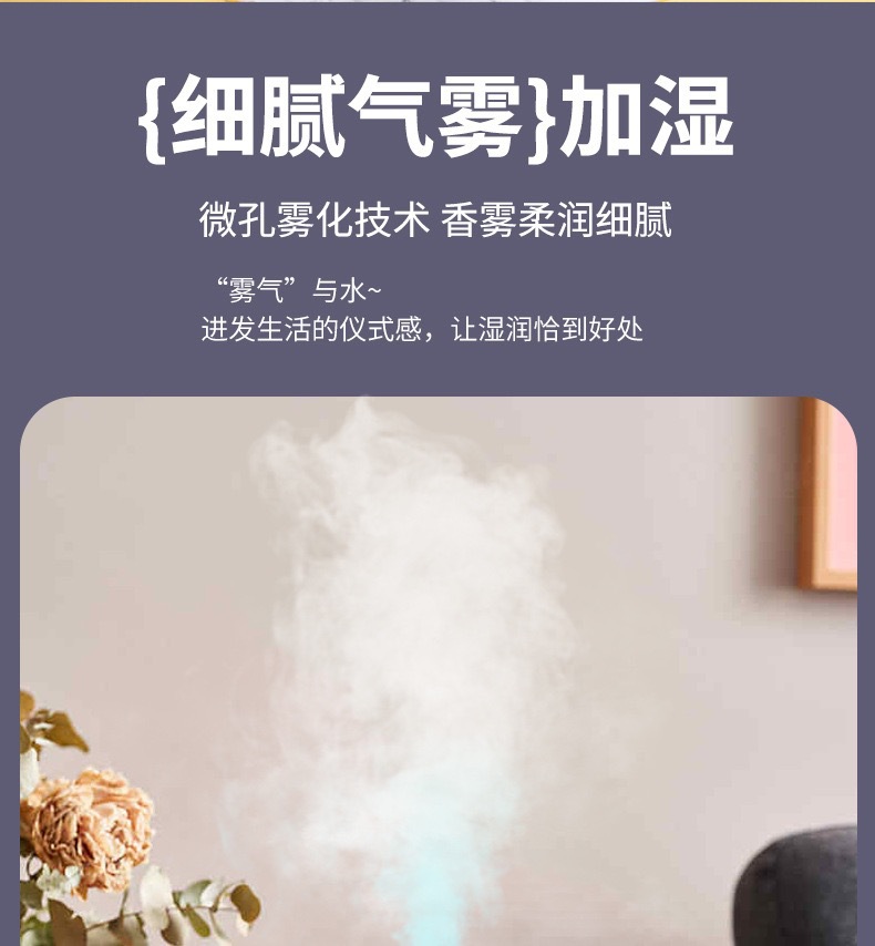 新款加湿器家用卧室大容量雾化器车载七彩氛围灯香薰喷雾礼品logo详情12