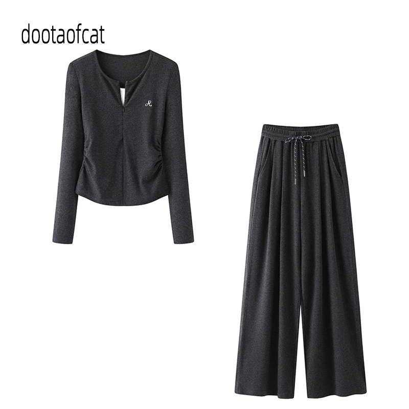 Весенняя толстовка для отдыха, комплект, штаны, slim fit, с вышивкой