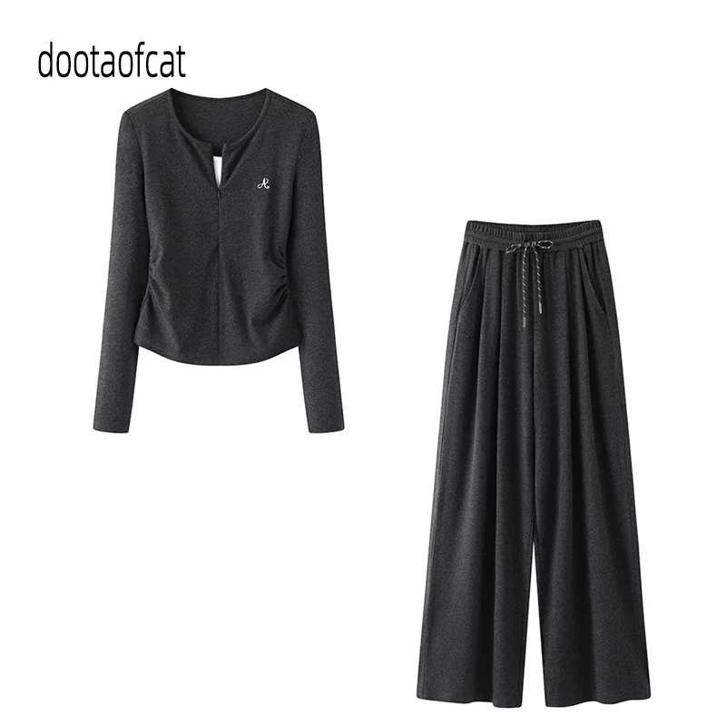 Весенняя толстовка для отдыха, комплект, штаны, slim fit, с вышивкой