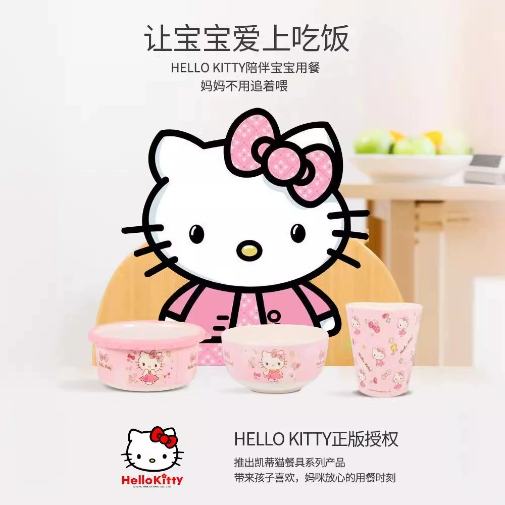 Hello Kitty, детская ложка, милая тарелка для кормления, ударопрочная мультяшная посуда