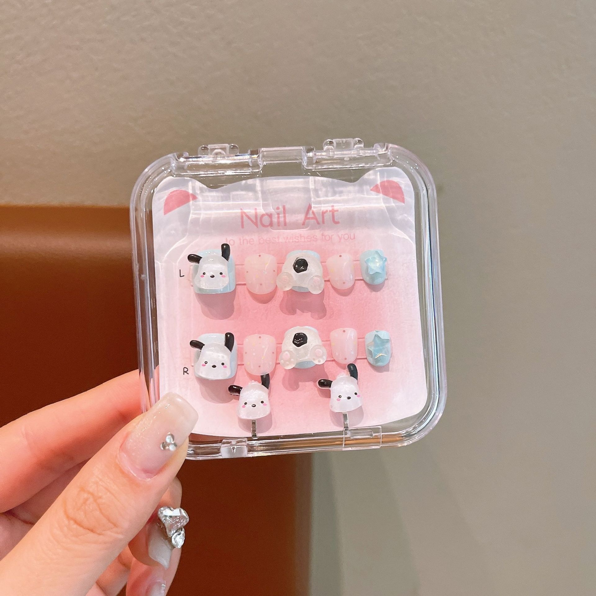 Niños Kulomi dibujos animados bebés usar uñas niñas lindas manicure parches de uñas impermeables para usar