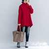 Asymmetrical demi-season sweatshirt, warm dress with sleeves, oversize, A-line, long sleeve