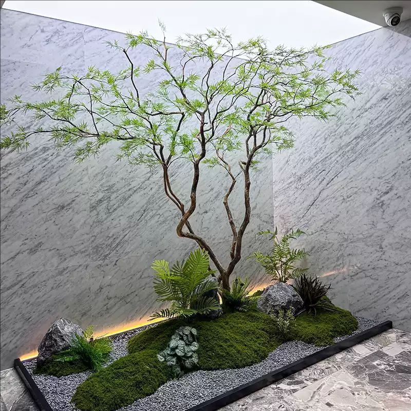 ハイエンド模擬フェザーメープルリーフツリー、マジックウッド、屋内人工ツリー、緑の植物、窓装飾、大きなフィカスツリー、メープルツリー|undefined