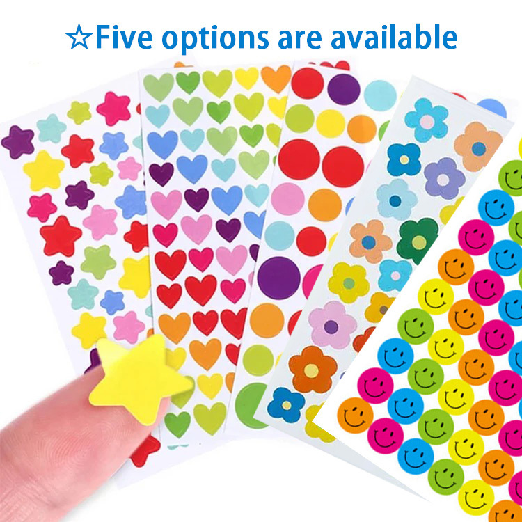 Cross-border Lucky Symbol Love Sticker Five-pointed Star Dot Rainbow Color Decorative Sticker DIY Hand Account Material Sticker