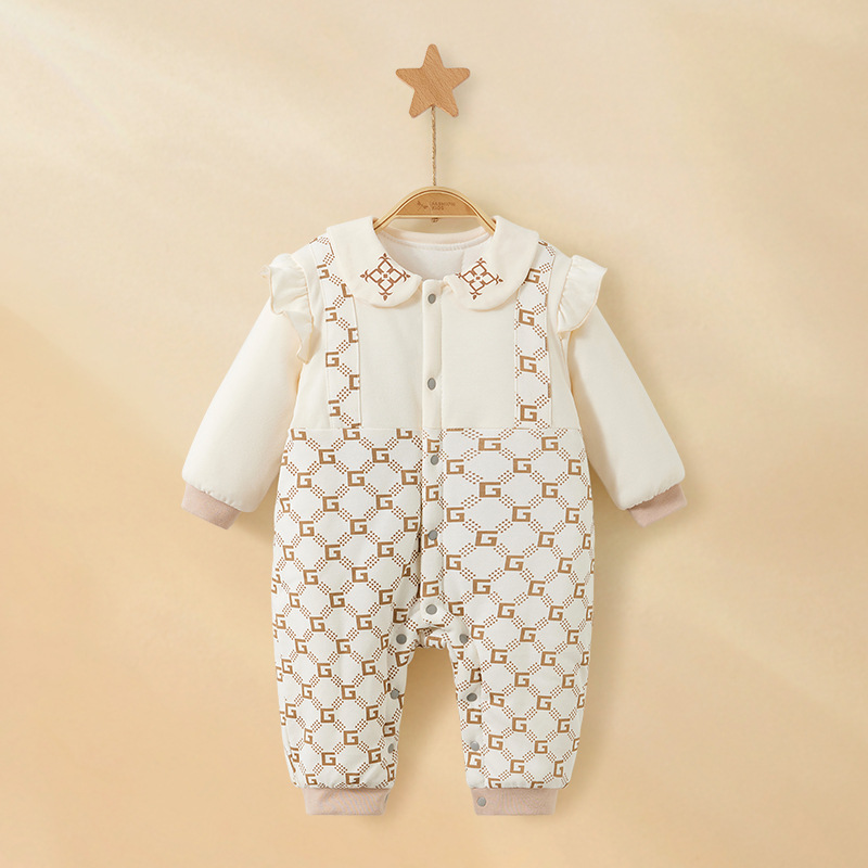 Uniforme de bebé otoño y invierno recién nacidos delgado algodón intercalado vestido exterior engrosado para niños y niñas calentamiento de invierno ropa de bebé