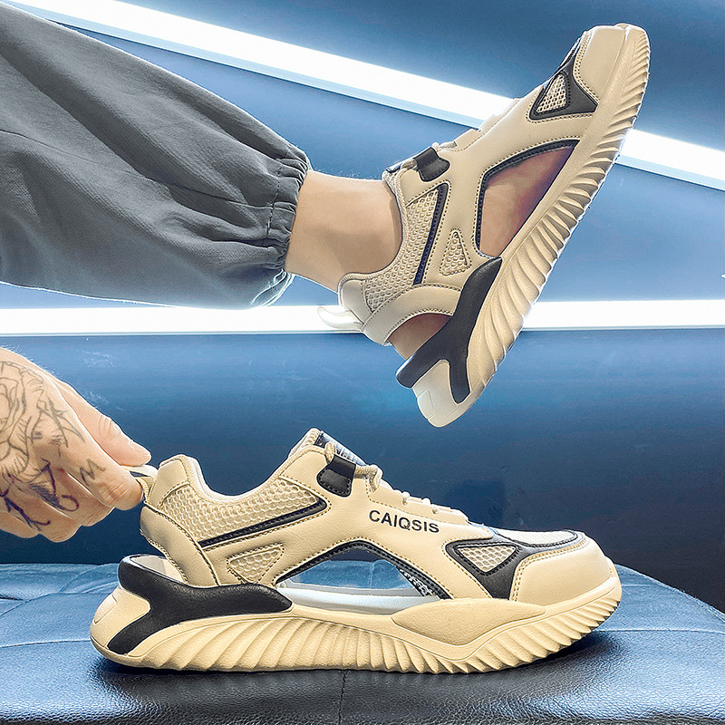 Sandals men's summer trendy outdoor sneaker lightweight driving Beach wading closed toe hole slippers